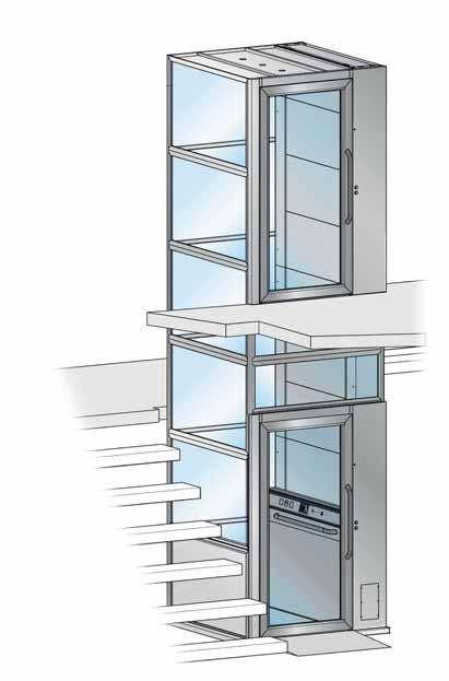 domoflex indoor ELEGANTE E LEGGERA La piattaforma è sempre dotata di struttura in alluminio ultraleggera, elegante e con ampie vetrature.