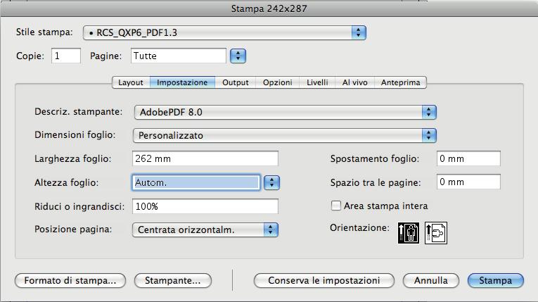 Eventuali files PDF generati direttamente da Xpress verranno segnalati come errore.
