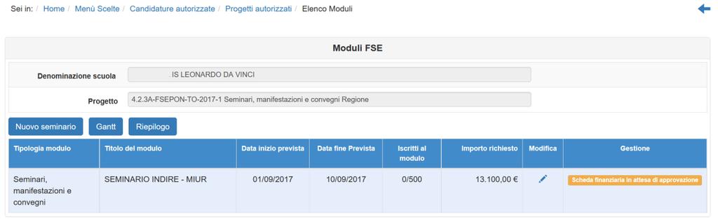 Pertanto la gestione e l inserimento della documentazione del seminario sarà possibile solo dopo l approvazione da parte dell Autorità di Gestione.