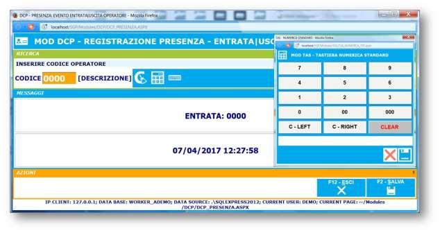 registrazione ingresso/uscita operatore: