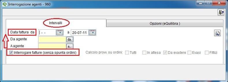 Se il campo Interrogare fatture è spuntato il programma richiederà di impostare da data fattura a data fattura.