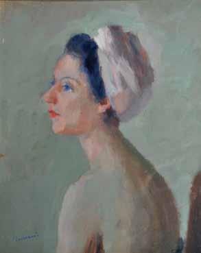 Taliercio Riccardo (Ischia, NA 1905 - Napoli 1992) Profilo femminile olio su tela