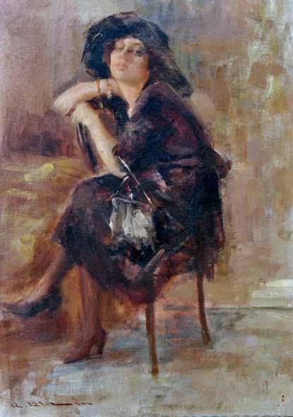 62 Brando Angelo (Maratea, PZ 1878-1955) Figura seduta olio su tela,