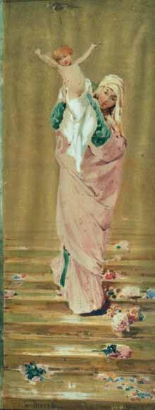 500 119 Irolli Vincenzo (Napoli 1860-1949) Al parco olio su tavola, cm 9x14 firmato in basso