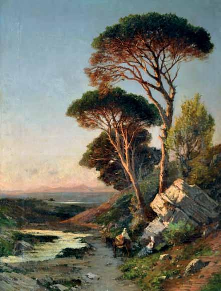 121 Vertunni Achille (Napoli 1826 - Roma 1897) Paesaggio olio su