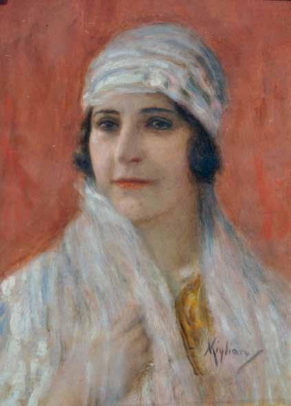 123 Migliaro Vincenzo (Napoli 1858-1939) Ritratto femminile olio su
