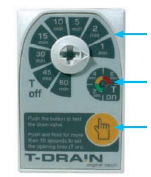 TimeDrain integra al suo interno un timer a gestione digitale e un elettrovalvola ad azionamento servoassistito, la quale viene aperta in funzione dell impostazione dei tempi di T-on e T-off