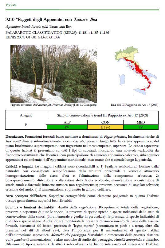 Monitoraggio degli habitat di interesse unionale LE SCHEDE DI