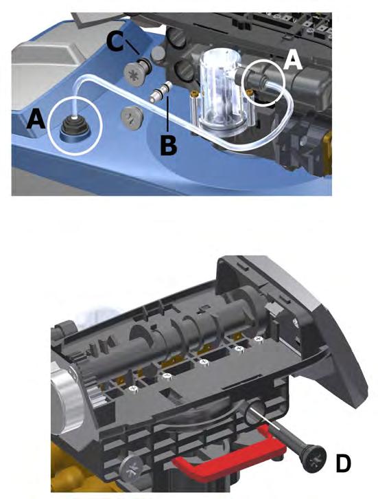 MANUTENZIONE PER L INSTALLATORE: Almeno una volta all anno pulire l eiettore (B), il filtro (D) e il regolatore della salamoia (C). Verificare la perfetta tenuta degli attacchi rapidi (A).