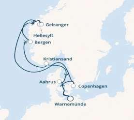 Warnemünde (Germania) 08:00 - PENSIONE COMPLETA BEVANDE escluse CABINA INTERNA Euro 1490,00 CABINE