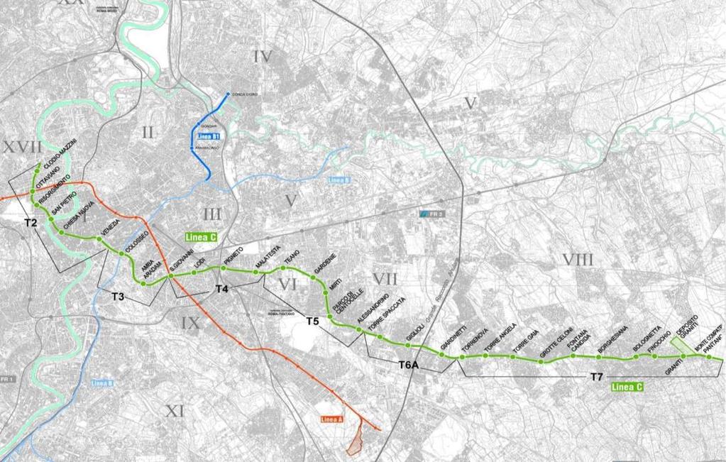 Linea C Tratta Fori Imperiali -Monte Compatri-Pantano Tratta Monte Compatri/Pantano-Parco di Centocelle Inizio lavori febbraio 2007 Ultimazione lavori: 14 dicembre 2013 Apertura esercizio: 9 novembre