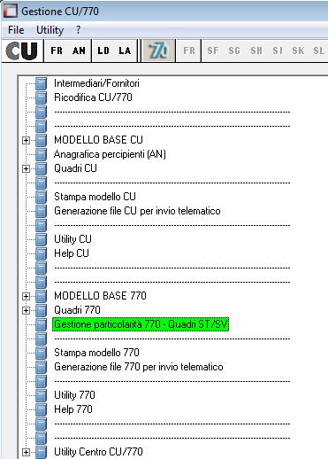 1.8. GESTIONE PARTICOLARITÀ 770 - QUADRI ST/ SV Tali scelte