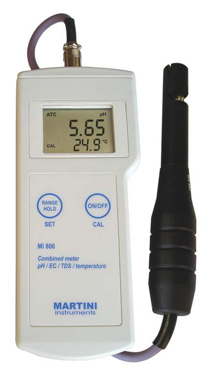 É possibile scegliere tra una gamma di tamponi di calibrazione, ed anche la scala di Temperatura ( C o F) può essere selezionata.