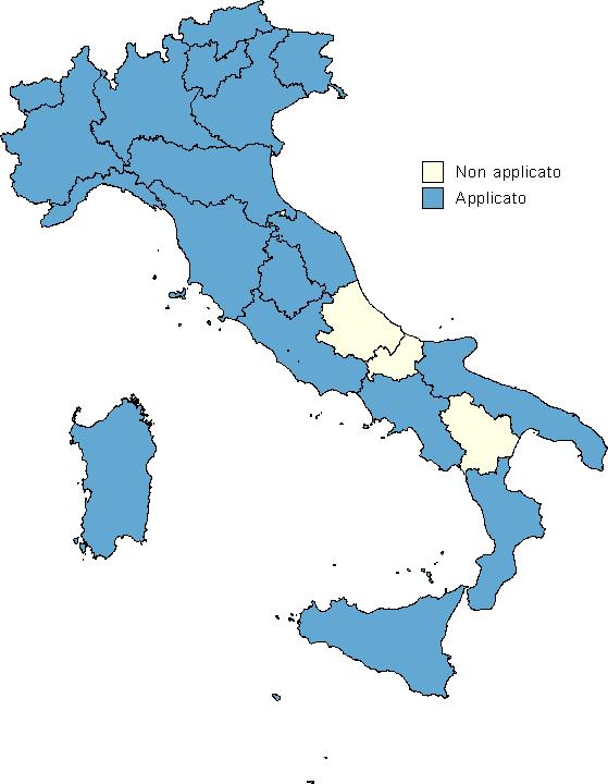 RELAZIONE AL PARLAMENTO SULLE TOSSICODIPENDENZE CONSUMO DI DROGA Figura I.1.87: Applicazione dell Accordo Stato Regioni del 18.9.28. Anno 211 Fonte: dati RFI e DPA I.1.3.