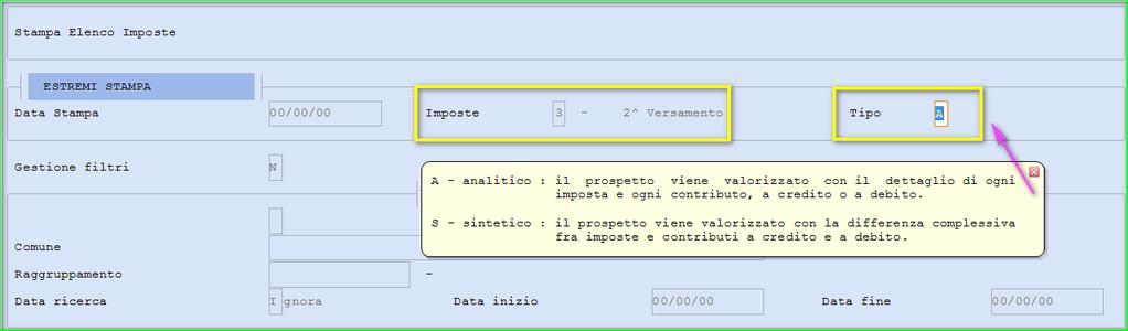 La stampa riporta le rate di acconto, prima e dopo il ricalcolo e la differenza determinata sulla II rata di acconto.