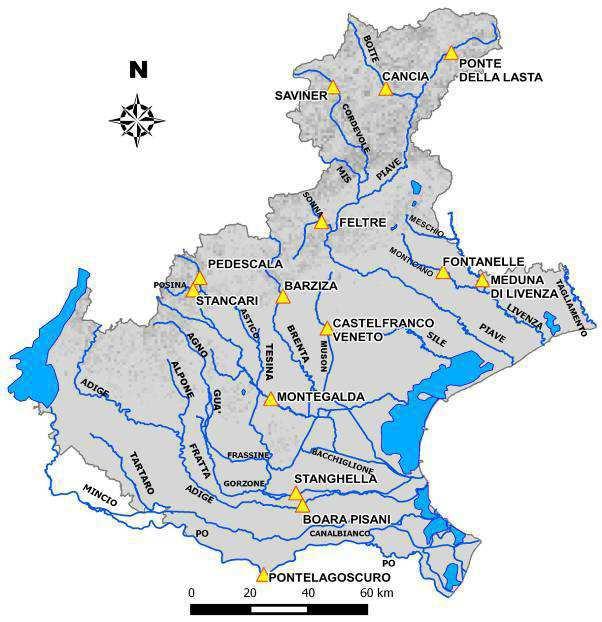 Situazione corsi d acqua al 31 maggio 216 Stazioni di monitoraggio della portata nei corsi d acqua più significativi per la valutazione della risorsa idrica.