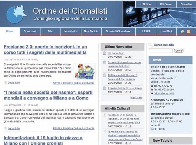 500 visitatori registrati lo scorso maggio È online dal 16 giugno il nuovo portale dell Ordine dei giornalisti della Lombardia, L indirizzo è sempre lo stesso, www.odg.mi.
