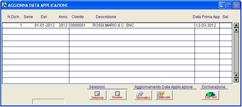 18 Aggiornamento Data Applicazione In base anche a quello specificato nei paragrafi precedenti verrà riportata solo la dichiarazione del