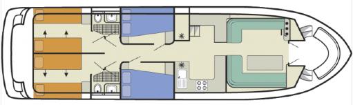 POSTI LETTO 8+ SALSA B ** Persone: 12 (8+4) / 4 cabine + salone + 2 bagni Dimensioni: 12.80 m x 4.