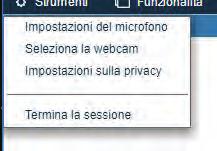 Funzioni per il partecipante Barra dei menù L applicativo Teleskill Live dispone di una barra dei menu composta dai seguenti elementi: Strumenti, con cui il Conference Manager può aprire e chiudere