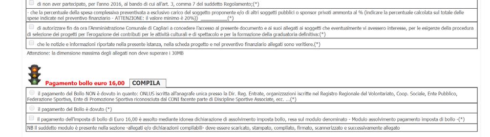 E PAGAMENTO BOLLO: Cliccare su COMPILA NOTA BENE: al termine della