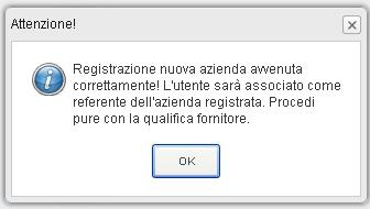 Se l azienda è nuova appare il seguente messaggio: Premendo poi