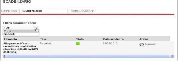 scadenza. Scaduti: Selezionando questo criterio il sistema mostra solo gli allegati scaduti.