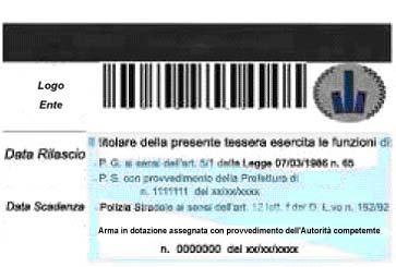 striscia magnetica e del codice a barre che, sono sostituiti dal logo della Regione Emilia Romagna e dalla dicitura Polizia Municipale seguita dal nome della struttura (come riportato nel fronte).