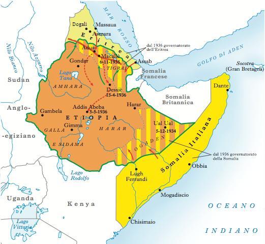 Le prime colonie italiane Anche l Italia vuole partecipare all avventura coloniale nel Corno d Africa 1885: occupazione del