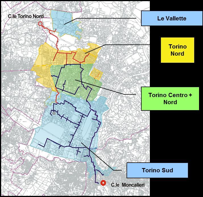 Applicazione alla rete TLR di Torino Il sistema di teleriscaldamento di Torino nel 2014: 56 ML m 3
