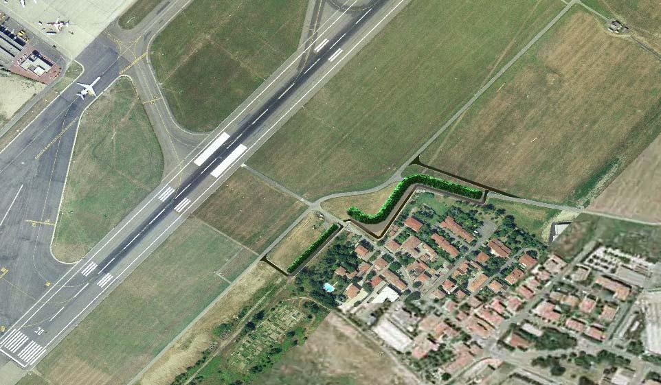 perimetro aeroportuale, a difesa del centro abitato Lippo di Calderara di Reno che, come detto in precedenza, si sviluppa nelle immediate vicinanze del sedime aeroportuale, in