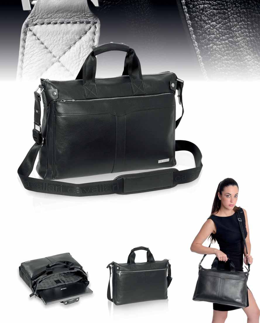 CA021 BRIAR elegante borsa da lavoro in pelle di bufalo chiusura con cerniera lampo vano posteriore e vano anteriore con cerniera lampo 3 vani interni tracolla ergonomica regolabile e sganciabile