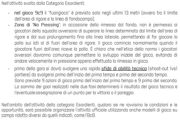 PROGETTO TERRITORIALE ESORDIENTI FASCIA DI ETA: ESORDIENTI PRIMO ANNO: (2007, possono partecipare max numero 3 giovani nati nel 2008 purchè abbiano compiuto anagraficamente i dieci anni di età)