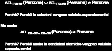 ai valori nulli esistono forme apposite di condizioni: IS NULL IS NOT NULL si