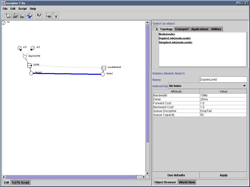 GUI di NSCRIPT Tool Bar Tool Box