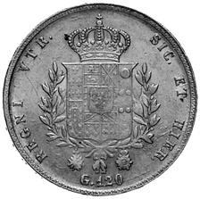 6 AG assieme a 10 tornesi 1825 Lotto di due monete qbb 180 2502 5 Tornesi 1827 - P.