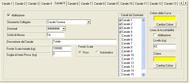 Canale Somma 41126 Cognento (MODENA) Italy Via Bottego 33/A Tel: +39-(0)59 346441 E possibile definire uno o più canali come la somma algebrica di altri canali abilitati.