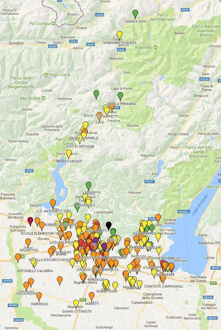 Le mappe del campionamento Brescia e provincia Concentrazione