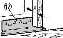 Avviamento u Sotto il blocco di supporto Fig. 31 (17) misurare la distanza (X) dal bordo anteriore del fianco del mobile all apparecchio.