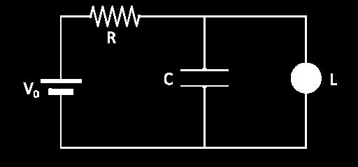 La Figura mostra il circuito di alimentazione di una lampadina a intermittenza. La lampadina collegata in parallelo al condensatore C di un circuito C.