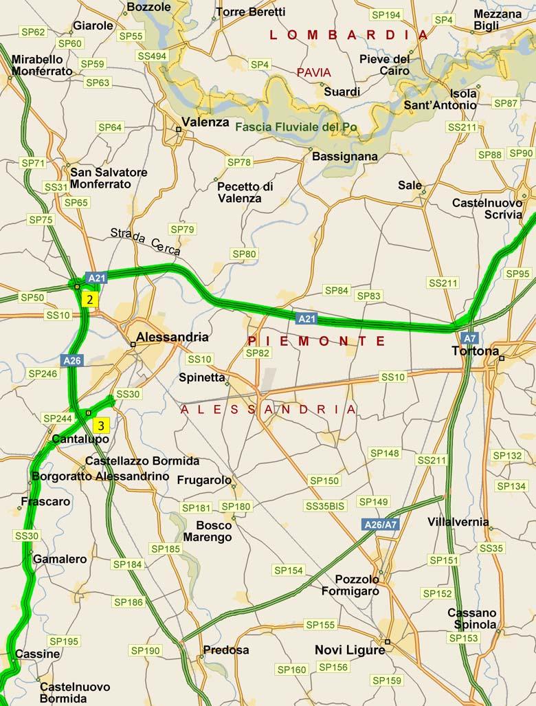 9.48 69,9 *Strada a pedaggio* Proseguire a DESTRA su rampa per 0,2 verso A21 / E70 / A26 / Torino / Santià / Piacenza / Brescia 9.