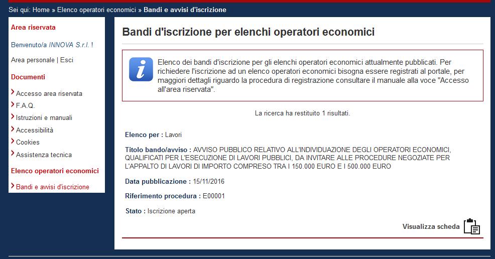 (vedi capitolo 1. Prerequisiti ). Accedere all Area Riservata inserendo le proprie credenziali, ovvero il nome utente e la password inseriti nel processo di registrazione e cliccare su OK. 2.