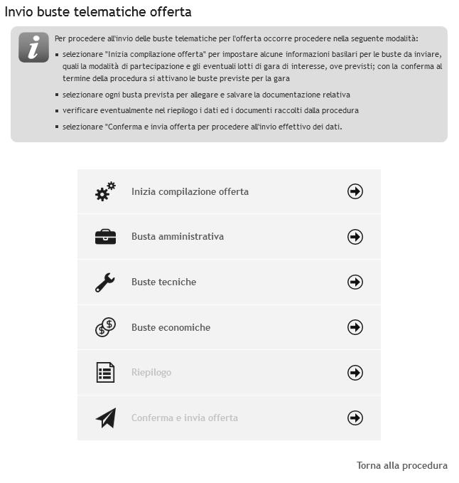 IV.2 Predisporre la busta amministrativa Terminate le operazioni preliminari sopra descritte, è possibile procedere con la compilazione della Busta amministrativa cliccando l omonima voce.