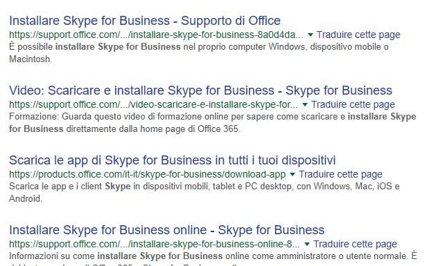 1. Link a Skype for Business Download da Internet. Nell'e-mail di S wis scom è contenuto il s eguenti link per l'installazione di S kype for B us iness. https://support.office.