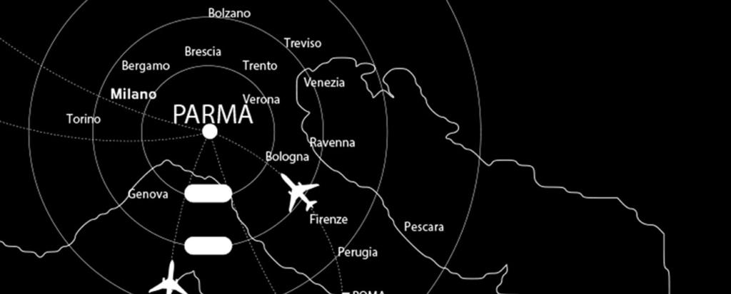 COME ARRIVARE Parma, città baricentrica per il bacino di visitatori centrosettentrionale, comodamente collegata alla rete autostradale e a circa un ora dalle principali città del nord Italia.