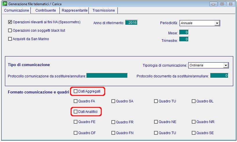 Poi nella parte Trasmissione, dove bisognerà impostare il tipo fornitore a 10: Intermediari, inserire il