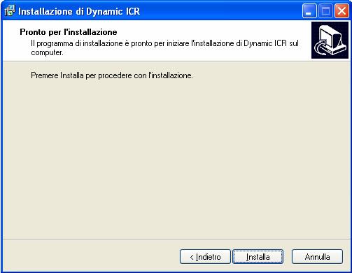 Completamento installazione componente Dynamic ICR Premere il tasto Installa.