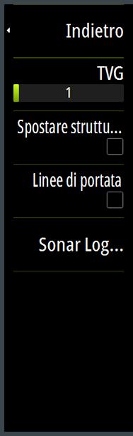 4 Fondo marino 5 Icone di zoom (DownScan)/scala (SideScan) 6 Scala della distanza Impostazione dell'immagine