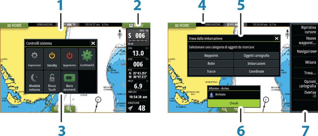 3 Pulsante Chiudi Selezionare per chiudere la pagina iniziale e tornare alla pagina precedentemente attiva. 4 Preferite Selezionare un pulsante per visualizzare la combinazione di pannelli.