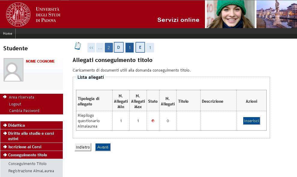 E sufficiente allegare la pagina che viene prodotta dal sito di Almalaurea al termine della compilazione, e